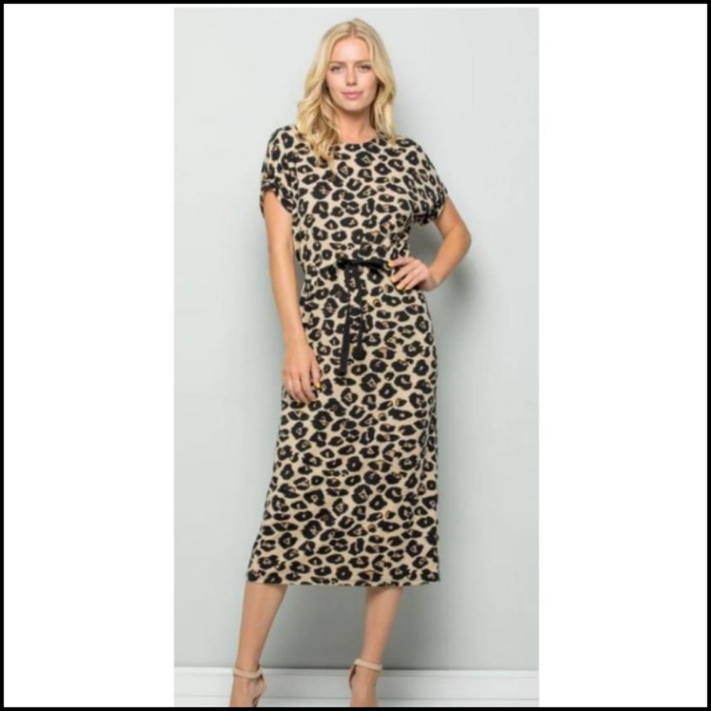 Leopard print midi dress